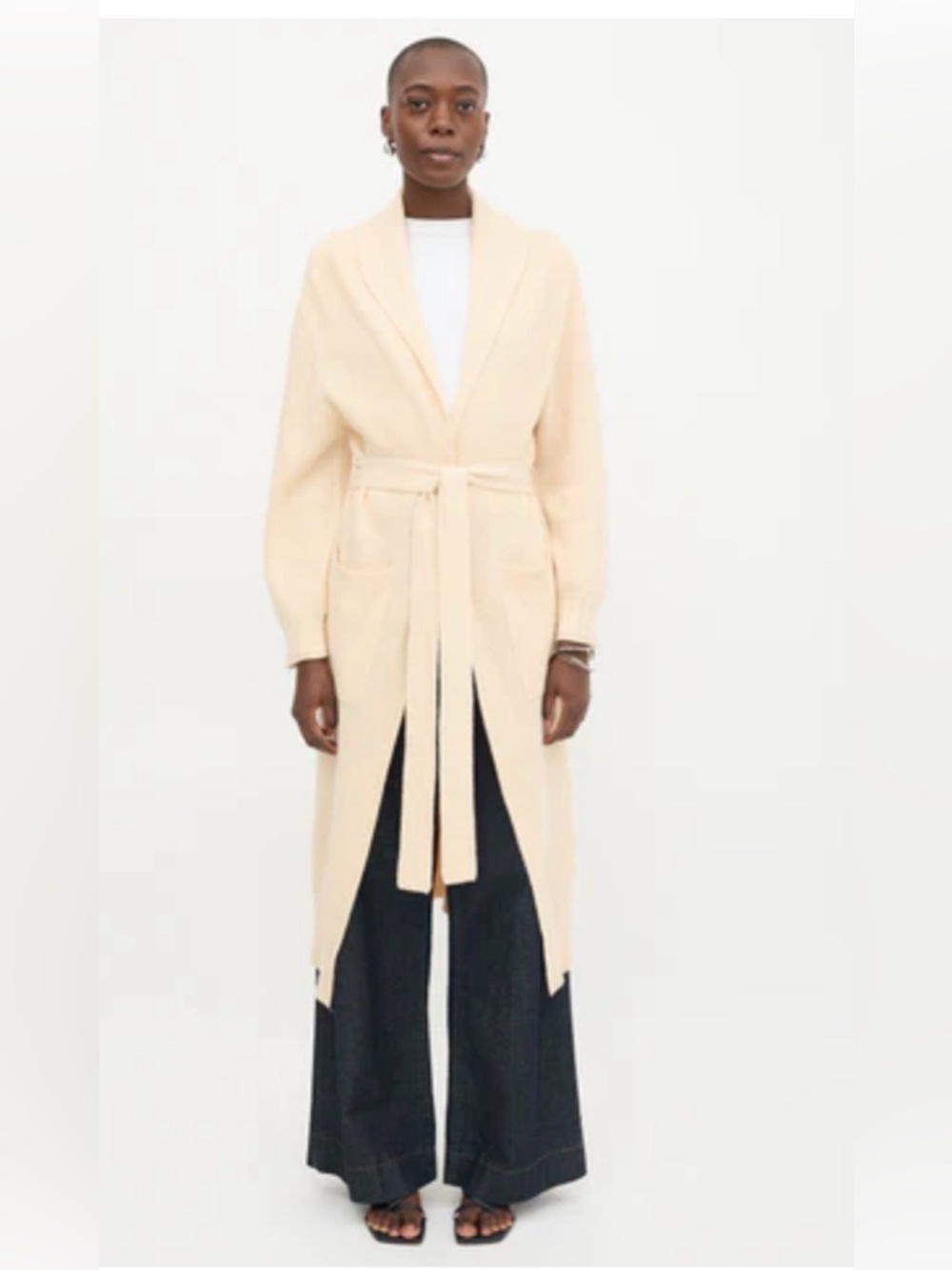 Jonathan Simkhai Long Cardigan. Almond, Cream Color- Isabel. Size Small. NWT
